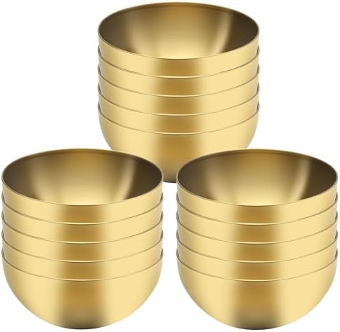 MDEOOSKY 15Pcs Gold Stainless Steel Mixing Bowls, 5.9 Inch Esthetician