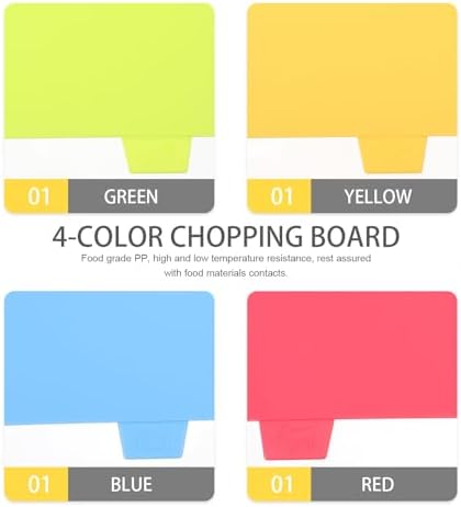 Plastic Cutting Board Set, 4 Color Coded Boards with Stand for Kitchen