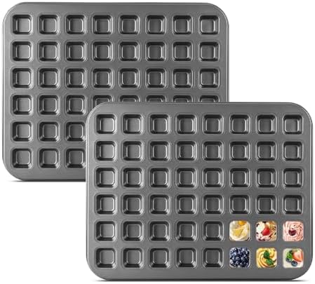 2 Pack 48 Cavity Mini Square Muffin Pan - Non-Stick Carbon Steel