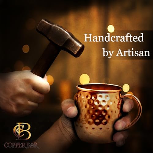 COPPER-BAR Moscow Mule Copper Mugs - Unique HANDCRAFTED Gift Set of 4