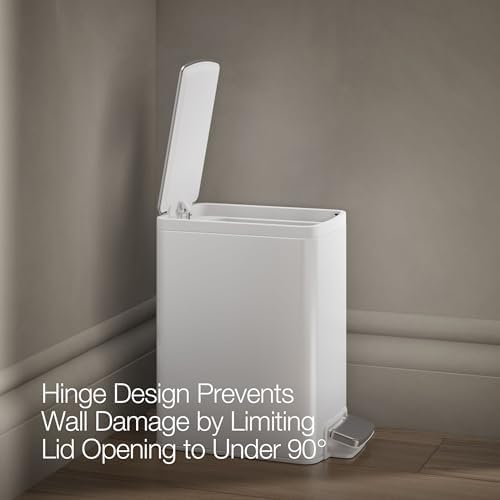 Kohler 6 Liter Stainless Steel Step Trash Can, White