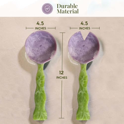 Folkulture Resin Salad Servers, Serving Spoons, Green, 12" Long Set of