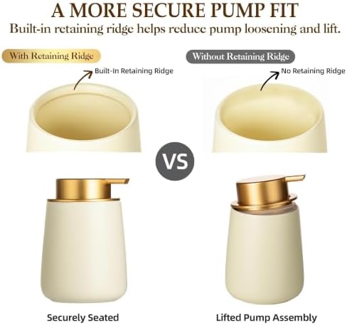 Enra Gold Ceramic Soap Dispenser, Hand Soap Dispenser for Bathroom