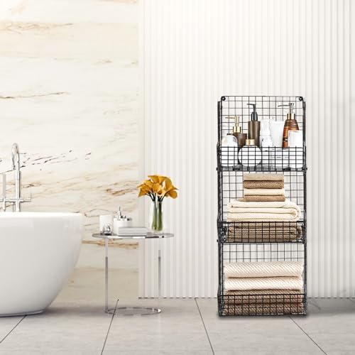 PUPPYCUTE Stackable Wire Storage Baskets, 3 pcs