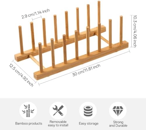 HBlife 2-Pack Bamboo Wooden Dish Rack, 7-Slot