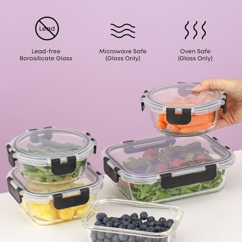 JoyJolt 24pc Borosilicate Glass Storage Containers with Lids