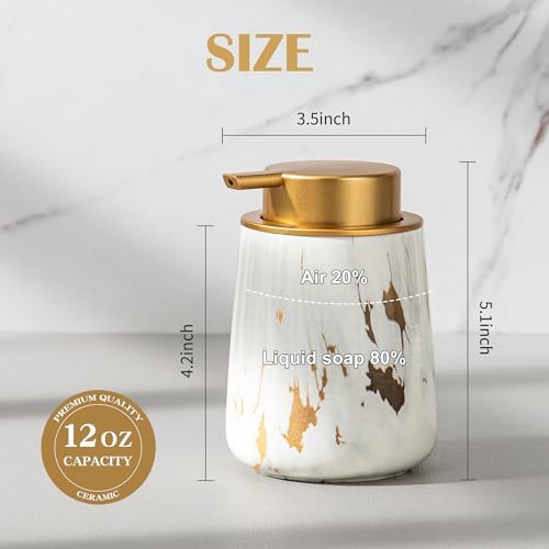 Enra Gold Soap Dispenser,Ceramic Hand Liquid Soap Dispenser for