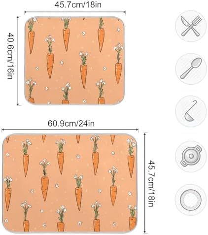 OTVEE Pastel Veggie Print Dish Drying Mat for Kitchen Counter