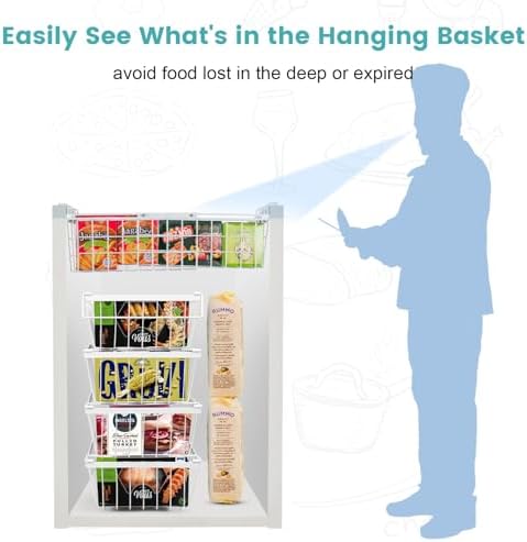2 Pack Expandable Freezer Organizer Bins, Adjustable Wire Baskets for