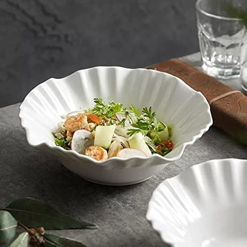 Pasta Bowl Oblique Salad Bowl Ceramic Large Fruit Bowl White Soup