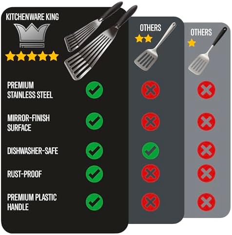 Fish Spatula Stainless Steel Set - 1 Large + 1 Small stainless