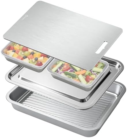 7-in-1 Grill Prep Trays and Carry System,Stainless Steel Grill Carry