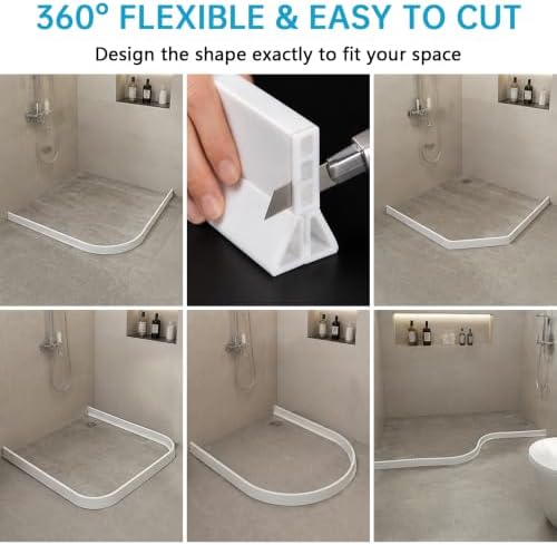 4'' High Shower Threshold Water Dam,Silicone Shower Water Guard (39")