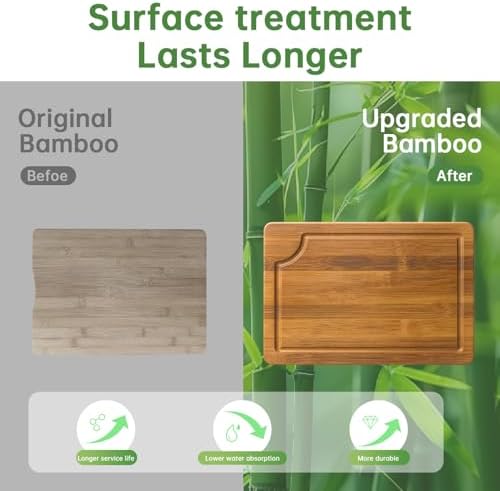 3 Pack Bamboo Cutting Boards Set for Kitchen