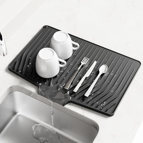 Dish Drying Mat, Silicone Dish Drying Mat for Kitchen Counter