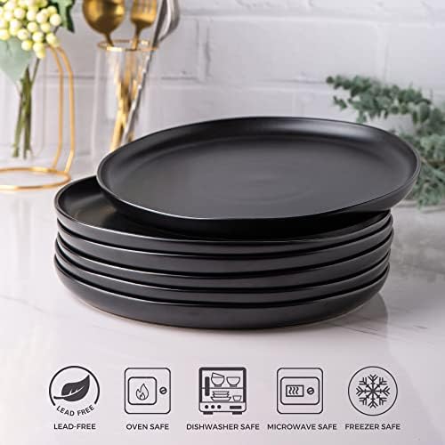 AmorArc Ceramic Dinner Plates Set of 6, 10.25 Inch Stoneware Dishes