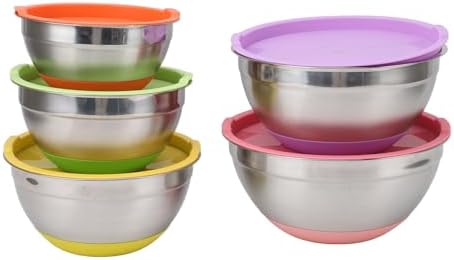 Mixing Bowls with Lids, Colorful Stainless Steel Nesting Bowls Set for