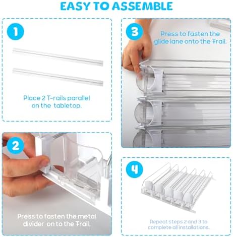 Drink Organizer for Fridge, Adjustable Width Automatic Pusher Glide