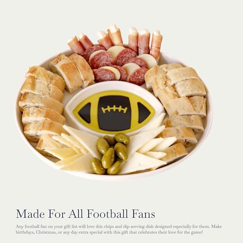 Football Bowl - Porcelain Serving Platter for Bread with Olive Oil