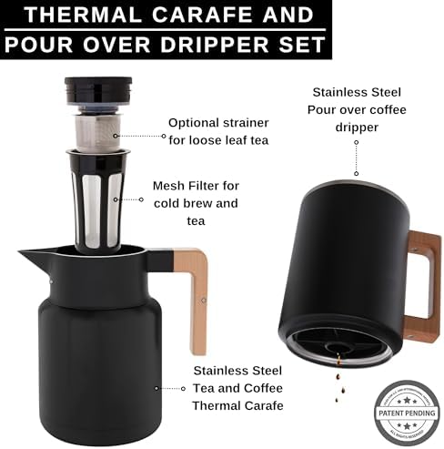 HASTINGS 50 Oz Pour Over Coffee Maker Set, Black