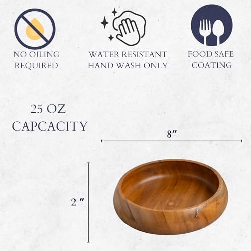 Acacia wood salad bowls set of 2 | Individual wooden bowls