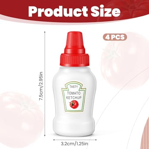4 Pcs 1oz Mini Sauce Bottles, Mini Condiment Squeeze Bottles, Mini