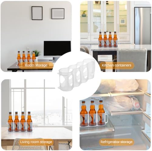 2pcs Plastic Drinks Storage Box with Handle, Stackable Organizer