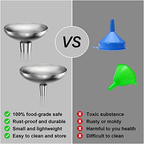 Serinar Stainless Steel Funnel, 2 Large and Small Mouth Filling