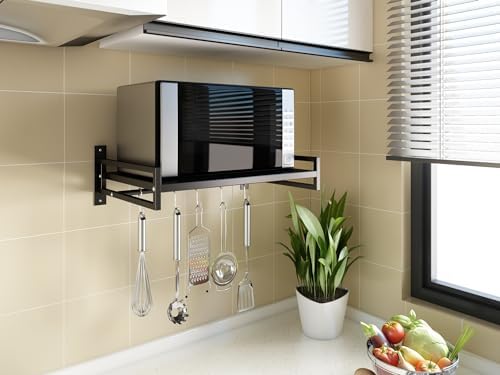 ABCOOL Wall Mount Microwave Shelf, Black