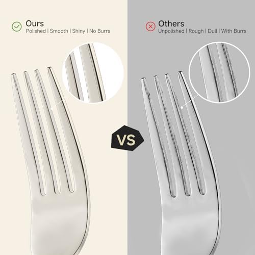 Silverware Set for 8, 40 Piece Heavy Duty 18/10 Stainless Steel Flatware Set, Mirror Polished Cutlery Utensils with Knives Forks & Spoons, Dishwasher Safe - HIKAA
