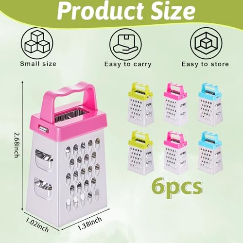 Ptwola 6 Pcs Mini Cheese Grater Stainless Steel Box Grater Fine Coarse