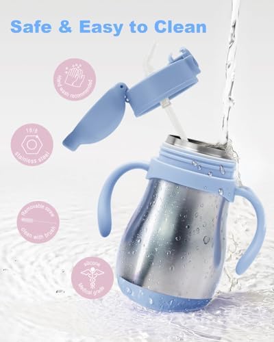 Bakpoco Stainless Steel Straw Sippy Cup for Toddlers 1-3 Years Old