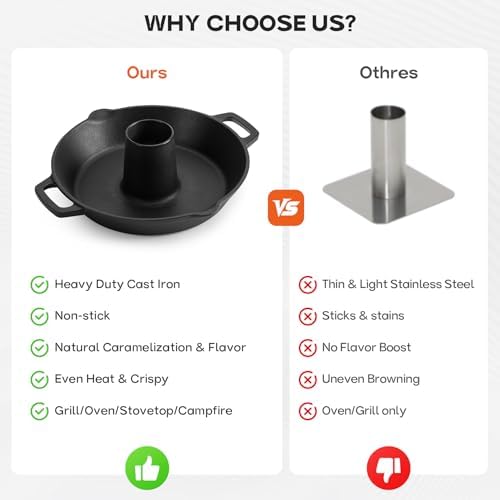 Onlyfire Pre-Seasoned Universal Cast Iron Chicken Roaster for Most