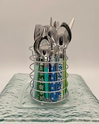 Gypsy Color Eclectic Blue & Green Mix & Match Stainless Steel Flatware