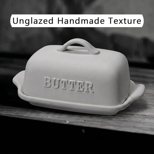 Porcelain Butter Dish with Lid for Countertop, White Butter Holder