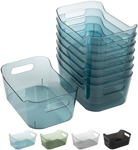 Tiawudi 8 Pack Clear Plastic Storage Bins