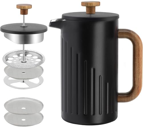 Rorence 34oz Stainless Steel French Press, Black