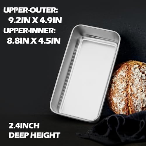 Leonyo Non-Toxic 9x5IN Stainless Steel Loaf Pan for Baking Bread