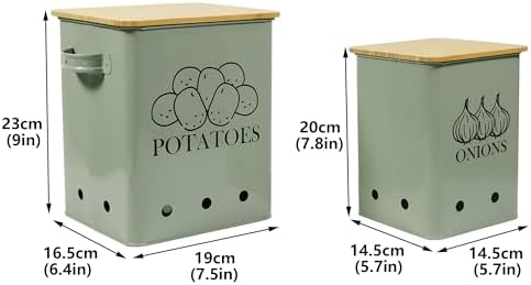 Kitchen Vegetable Storage Tins Set of 2, Onion and Potato Storage Bins