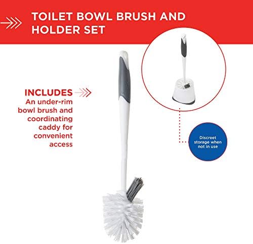 Clorox Corner Toilet Bowl Brush with Under Rim Scrubber, White