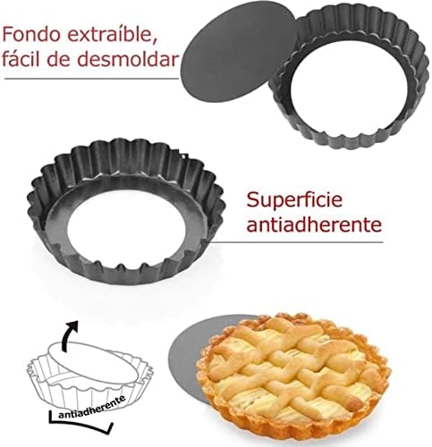 Pan 3 Inch Removable Bottom Tart Pan Set of 6 Non Stick Carbon Steel
