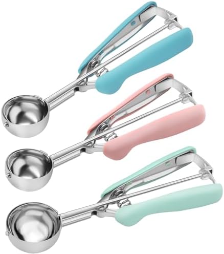 Cookie Scoop Set of 3, 18/8 Stainless Steel Cookie Dough Scoops with