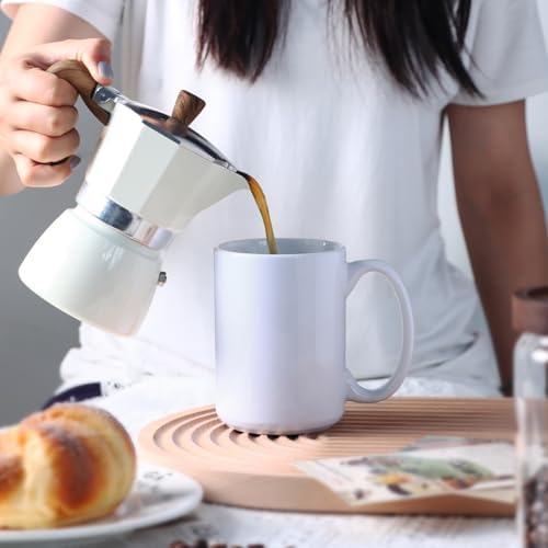 15 OZ Coffee Mugs, Classic Blank Ceramic Cup with Large Handle for Tea