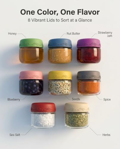 2oz 8Pack Glass Dressing Jars with Leakproof Lids, Containers for