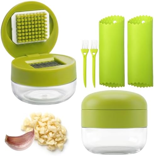 2-Pack 3-in-1 Stainless Steel Garlic Press Sets, Green