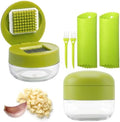 2-Pack 3-in-1 Stainless Steel Garlic Press Sets, Green