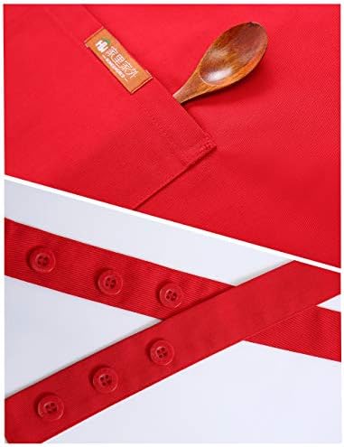 NEWGEM 100% Cotton Cross Back Apron for Women with 2 Pockets