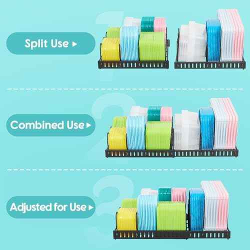 Expandable Adjustable Food Container Lid Organizer