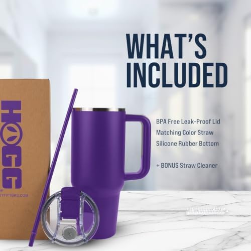 Hogg Big Swig 40oz Tumbler with Handle and Straw - Purple, 40 oz