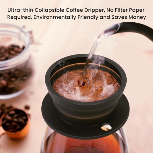 Travel Electric Kettle and Collapsible Pour Over Dripper, Black
